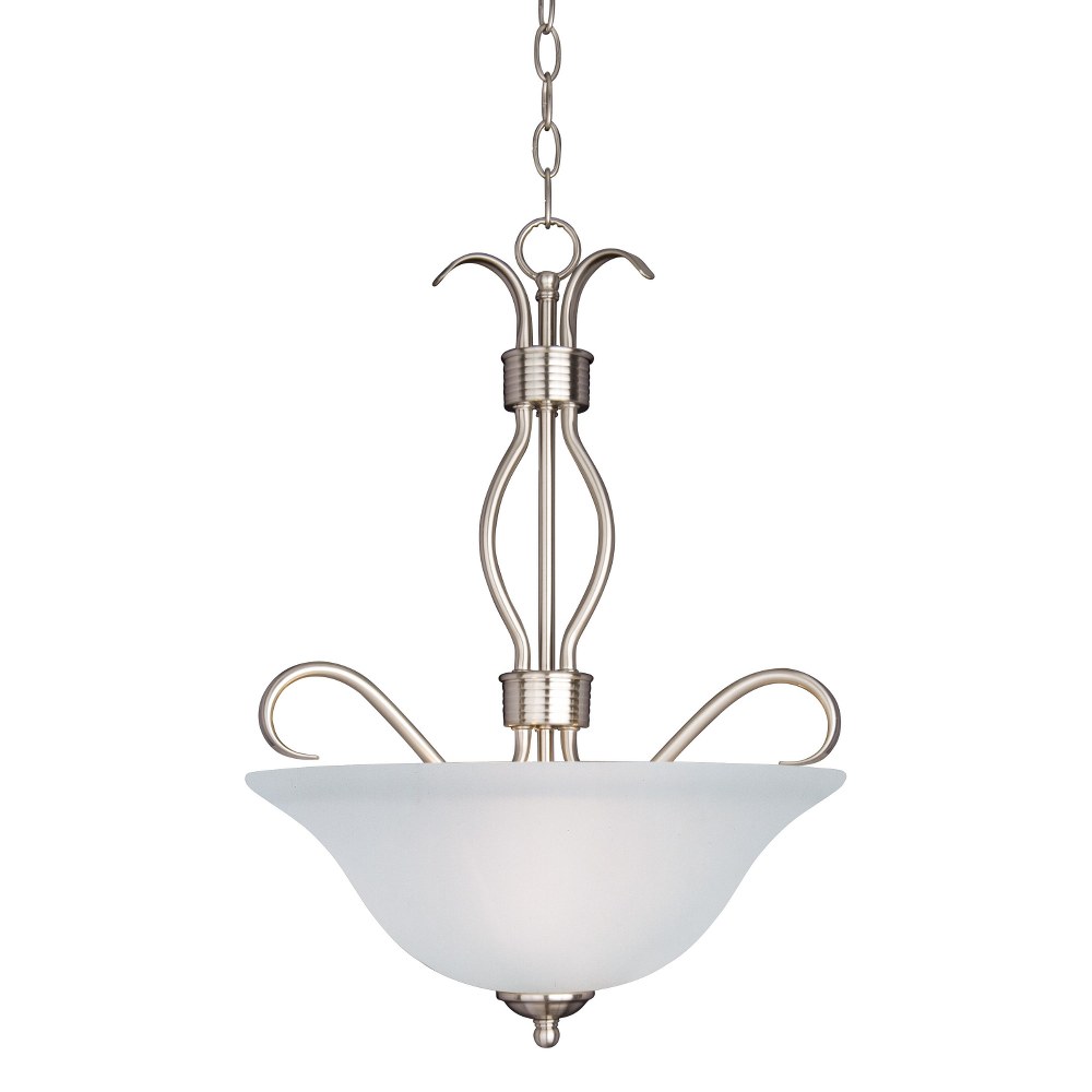 Maxim Lighting-10121FTSN-Basix-3 Light Invert Bowl Pendant in Contemporary style-17 Inches wide by 22.5 inches high Satin Nickel  Oil Rubbed Bronze Finish with Frosted Glass