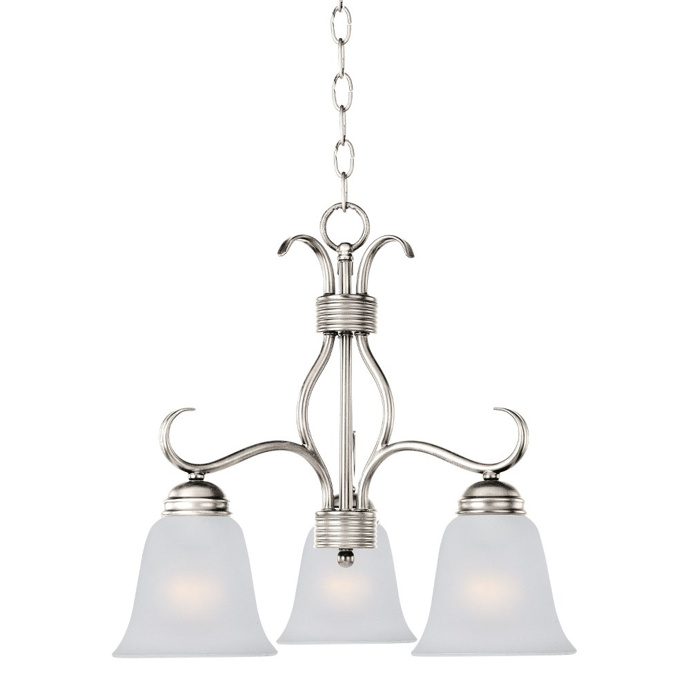 Maxim Lighting-10122FTSN-Basix-3 Light Chandelier in Contemporary style-19 Inches wide by 18.25 inches high   Satin Nickel Finish with Frosted Glass
