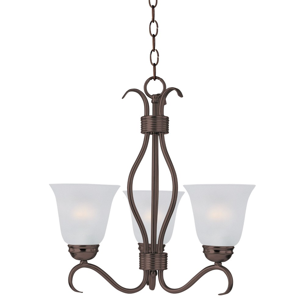 Maxim Lighting-10123FTOI-Basix-3 Light Mini Chandelier in Contemporary style-15.75 Inches wide by 18.5 inches high   Oil Rubbed Bronze Finish with Frosted Glass