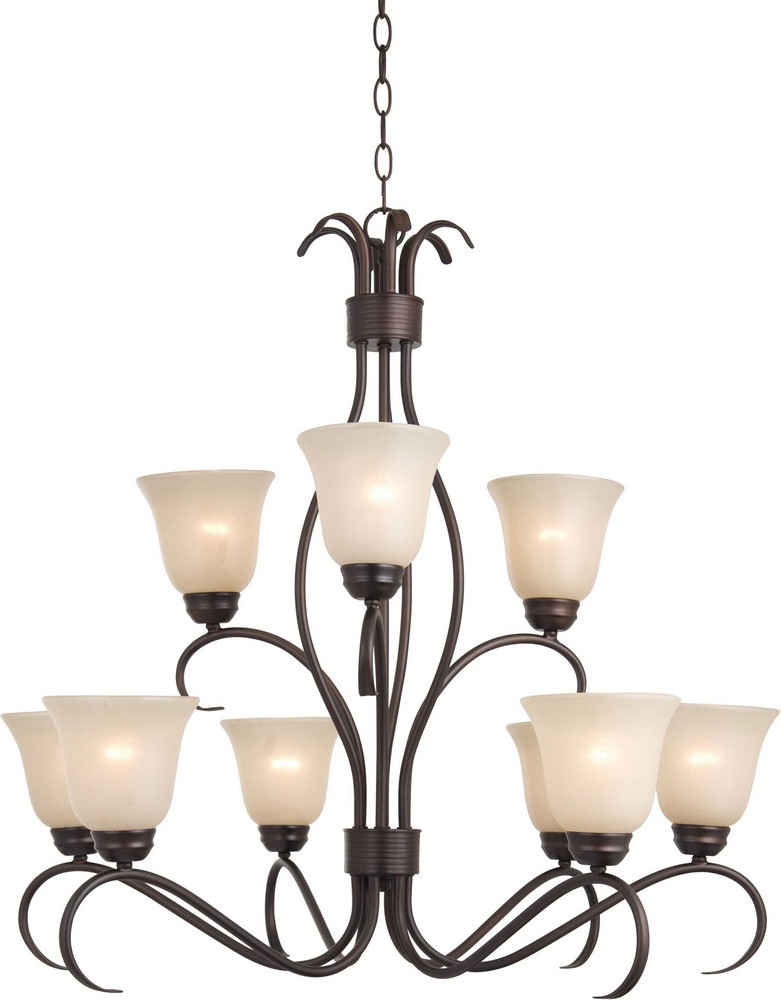 Maxim Lighting-10128WSOI-Basix-Nine Light 2-Tier Chandelier in Contemporary style-32 Inches wide by 32.75 inches high Oil Rubbed Bronze Wilshire Oil Rubbed Bronze Finish