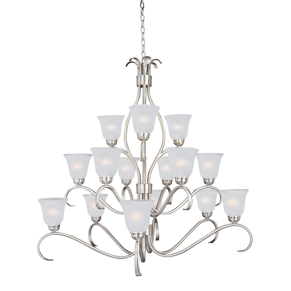 Maxim Lighting-10129FTSN-Basix-15 Light 3-Tier Chandelier in Contemporary style-42 Inches wide by 40 inches high   Satin Nickel Finish with Frosted Glass