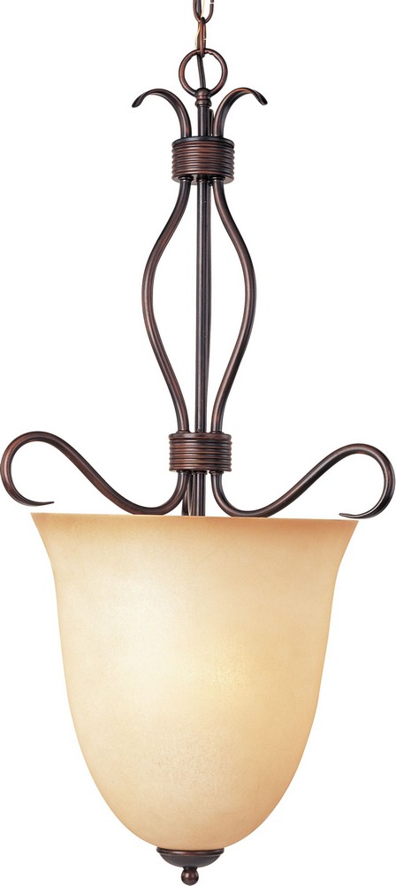 Maxim Lighting-10131WSOI-Basix-Four Light Entry Foyer Pendant in Contemporary style-14 Inches wide by 32 inches high   Oil Rubbed Bronze Finish with Wilshire Glass