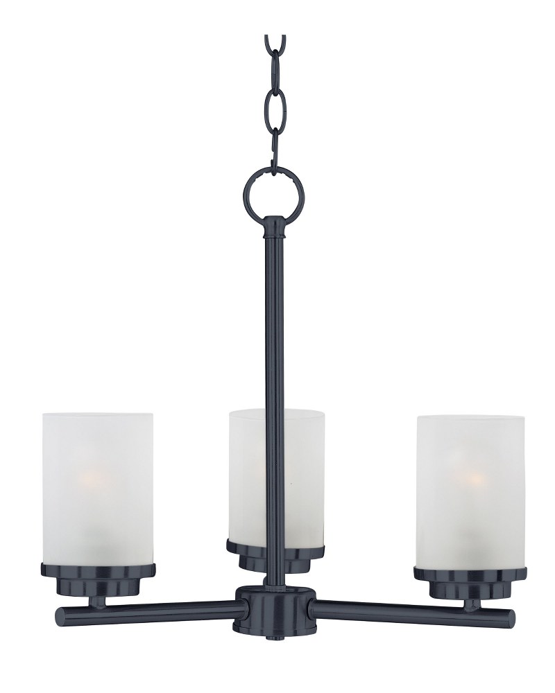 Maxim Lighting-10203FTBK-Corona-3 Light Chandelier in Contemporary style-16.5 Inches wide by 18 inches high   Black Finish with Frosted Glass