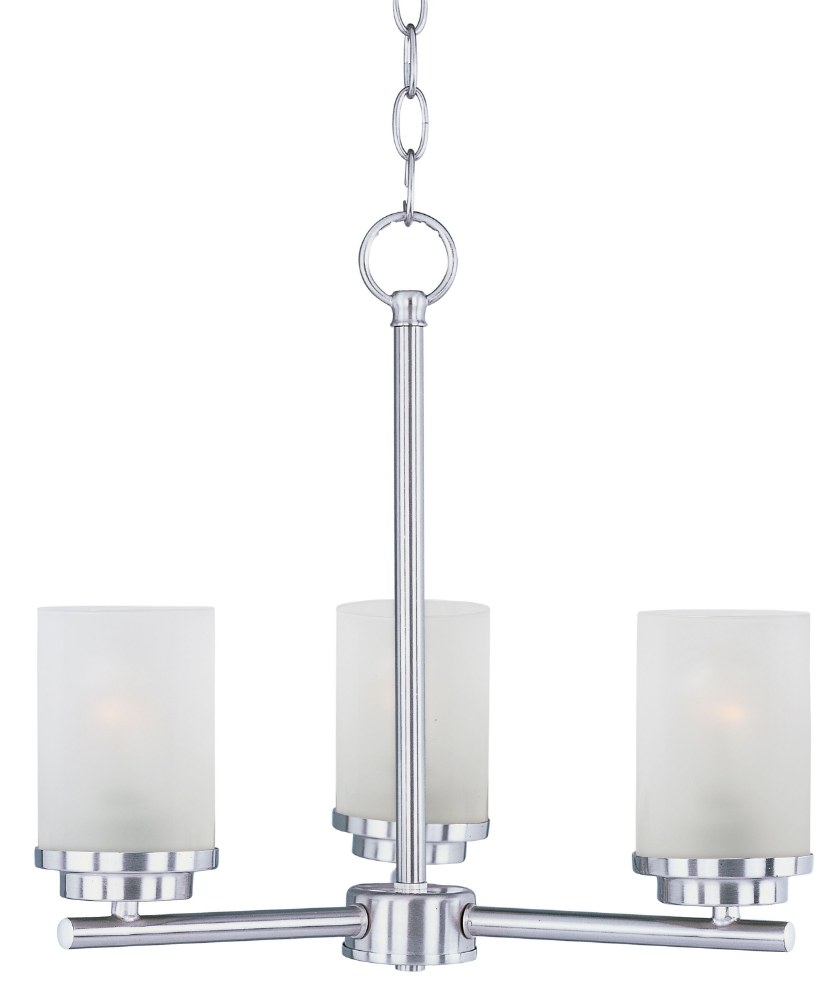 Maxim Lighting-10203FTSN-Corona-Three Light Chandelier in Contemporary style-16.5 Inches wide by 18 inches high   Satin Nickel Finish with Frosted Glass