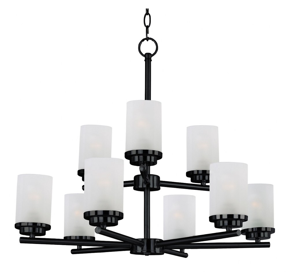 Maxim Lighting-10206FTBK-Corona-9 Light Chandelier in Contemporary style-28 Inches wide by 23 inches high   Black Finish with Frosted Glass