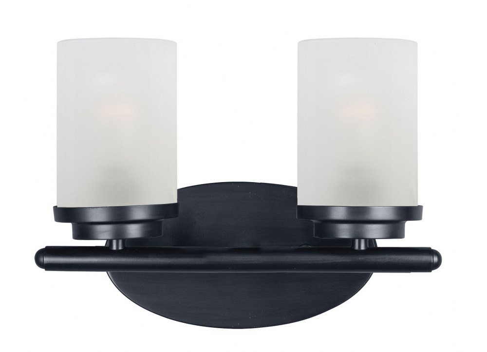 Maxim Lighting-10212FTBK-Corona-2 Light Bath Vanity in Contemporary style-12 Inches wide by 9 inches high   Black Finish with Frosted Glass