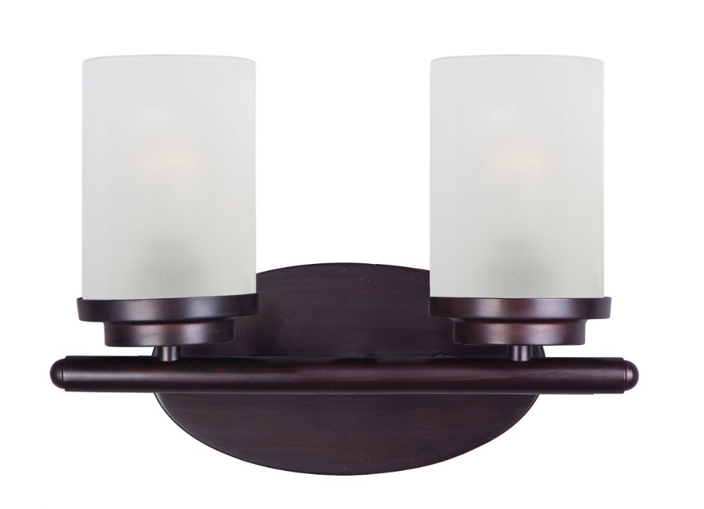 Maxim Lighting-10212FTOI-Corona-2 Light Contemporary Bath Vanity in Contemporary style-12 Inches wide by 9 inches high Oil Rubbed Bronze  Polished Chrome Finish with Frosted Glass