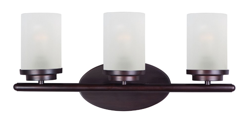 Maxim Lighting-10213FTOI-Corona-3 Light Contemporary Bath Vanity in Contemporary style-19.25 Inches wide by 9 inches high Oil Rubbed Bronze  Polished Chrome Finish with Frosted Glass