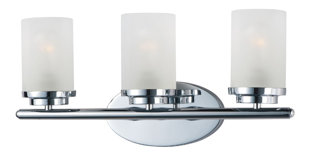 Maxim Lighting-10213FTPC-Corona-3 Light Contemporary Bath Vanity in Contemporary style-19.25 Inches wide by 9 inches high   Polished Chrome Finish with Frosted Glass