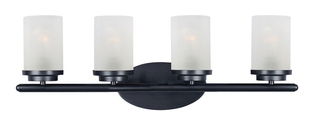 Maxim Lighting-10214FTBK-Corona-4 Light Bath Vanity in Contemporary style-26.25 Inches wide by 9 inches high   Black Finish with Frosted Glass