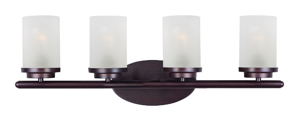 Maxim Lighting-10214FTOI-Corona-4 Light Contemporary Bath Vanity in Contemporary style-26.25 Inches wide by 9 inches high Oil Rubbed Bronze Frosted Polished Chrome Finish with Frosted Glass