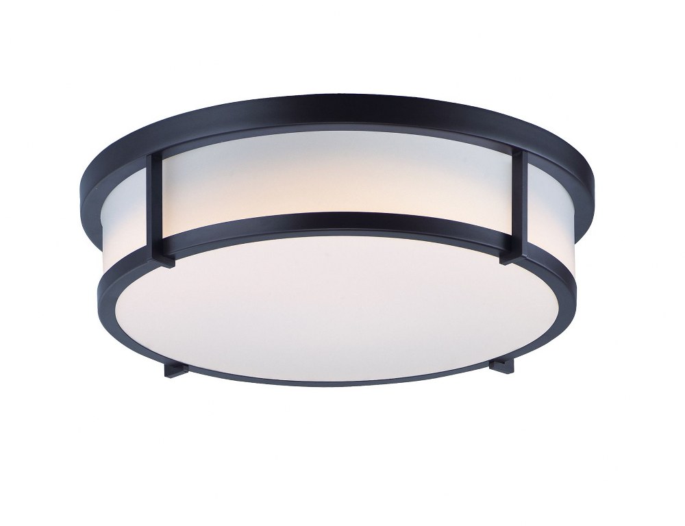 Maxim Lighting-10270WTBK-Rogue-3 Light Flush Mount-17 Inches wide by 5.25 inches high Black  Black Finish with White Glass