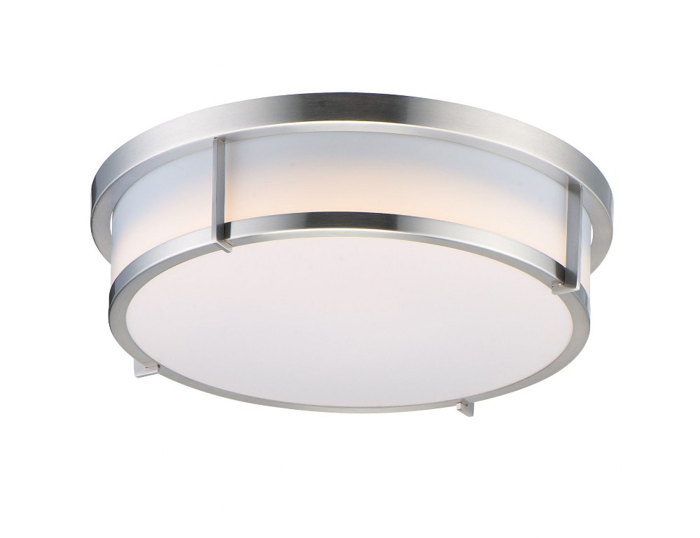 Maxim Lighting-10272WTSN-Rogue - 2 Light Flush Mount Satin Nickel  Black Finish with White Glass