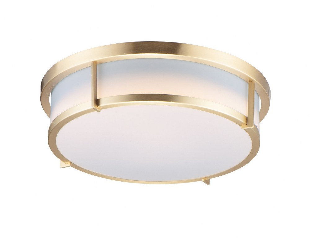 Maxim Lighting-10274WTSBR-Rogue-20W 1 LED Flush Mount-17 Inches wide by 5.25 inches high Satin Brass  Black Finish with White Glass