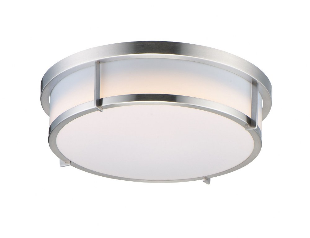 Maxim Lighting-10274WTSN-Rogue-20W 1 LED Flush Mount-17 Inches wide by 5.25 inches high Satin Nickel  Black Finish with White Glass