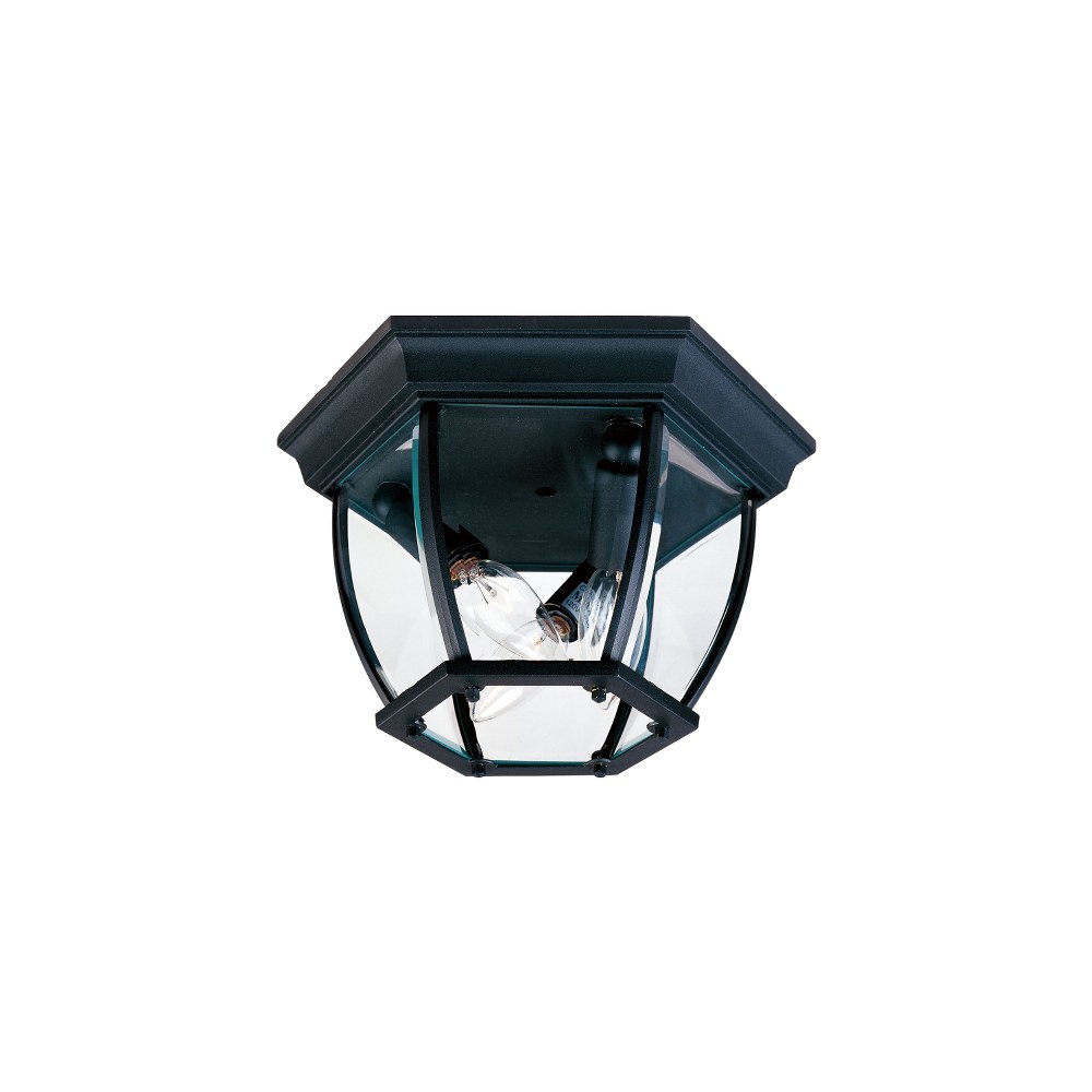 Maxim Lighting-1029BK-Crown Hill-Three Light Outdoor Flush Mount in Early American style-11 Inches wide by 6.5 inches high   Black Finish with Clear Glass