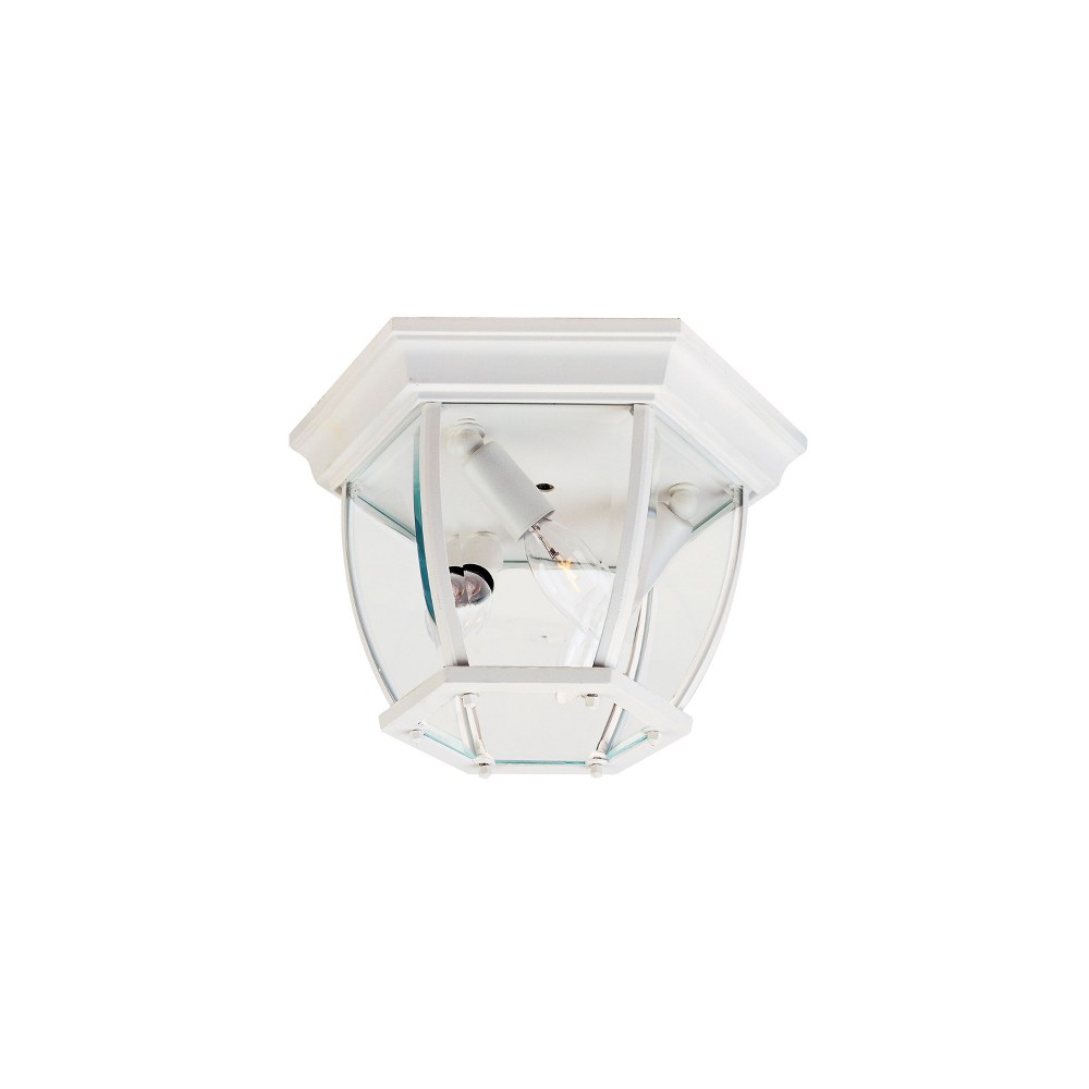 Maxim Lighting-1029WT-Three Light Outdoor Flush Mount   White Finish with Clear Glass