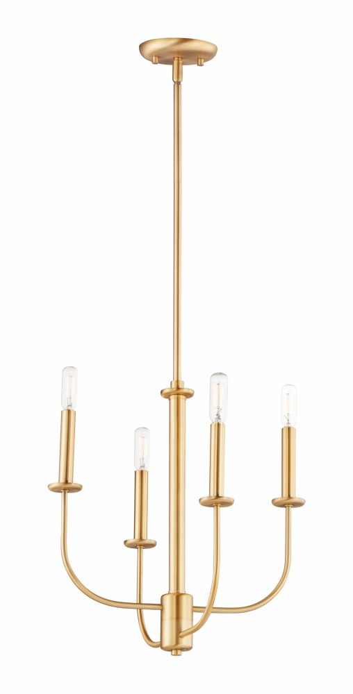 Maxim Lighting-10324SBR-Wesley-4 Light Chandelier-16 Inches wide by 16.75 inches high Satin Brass Clear Black/Satin Nickel Finish