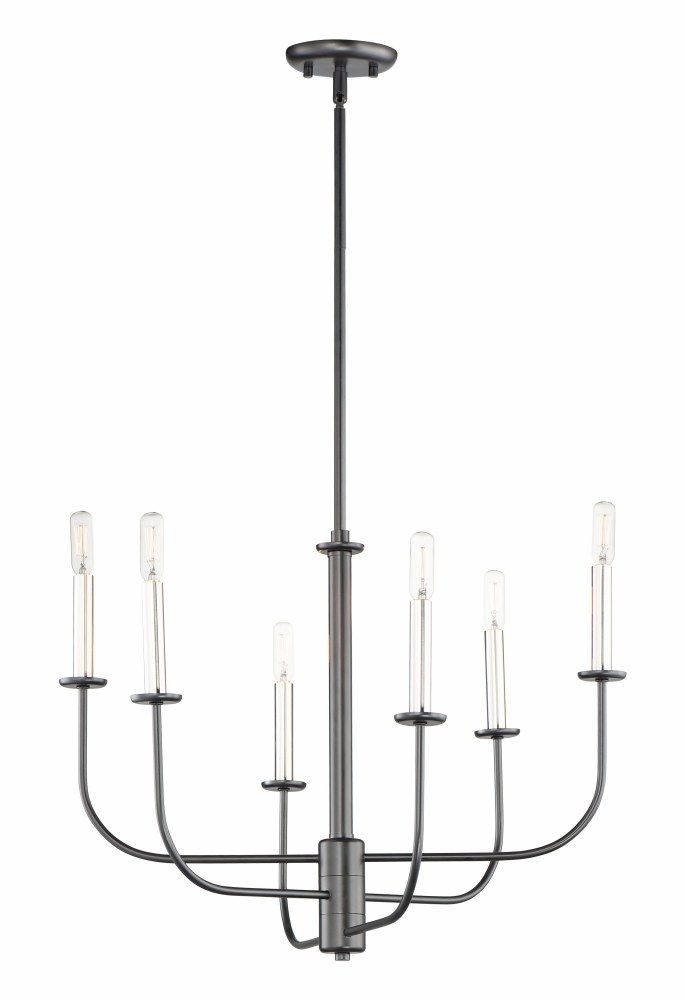 Maxim Lighting-10326BKSN-Wesley-6 Light Chandelier-24 Inches wide by 18 inches high Black/Satin Nickel Clear Black/Satin Nickel Finish