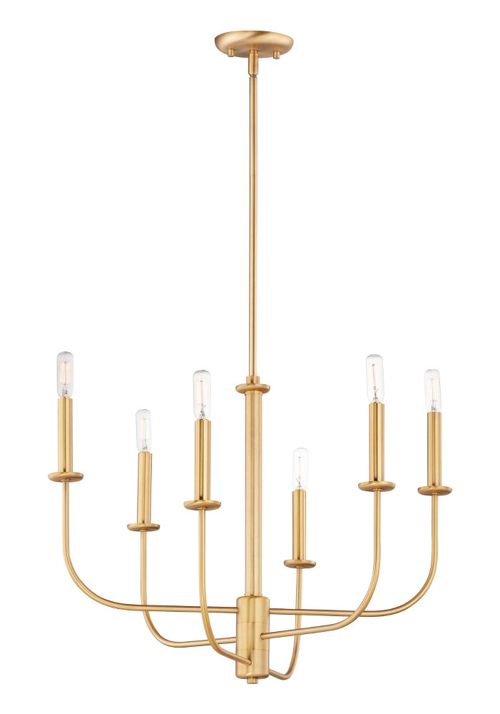 Maxim Lighting-10326SBR-Wesley-6 Light Chandelier-24 Inches wide by 18 inches high Satin Brass Clear Black/Satin Nickel Finish