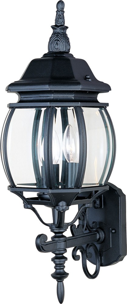 Maxim Lighting-1033BK-Crown Hill-Three Light Outdoor Wall Mount in Early American style-8 Inches wide by 23.5 inches high   Black Finish with Clear Glass