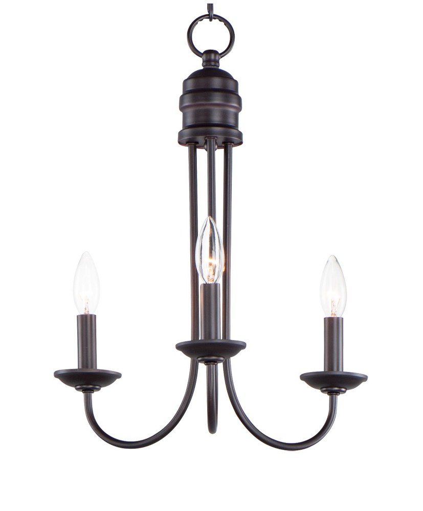 Maxim Lighting-10343OI-Logan-3 Light Candle Chandelier in Modern style-15.5 Inches wide by 19.25 inches high Oil Rubbed Bronze  Oil Rubbed Bronze Finish