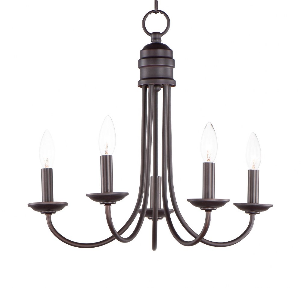 Maxim Lighting-10345OI-Logan-5 Light Candle Chandelier in Modern style-21 Inches wide by 19.5 inches high Oil Rubbed Bronze  Satin Nickel Finish