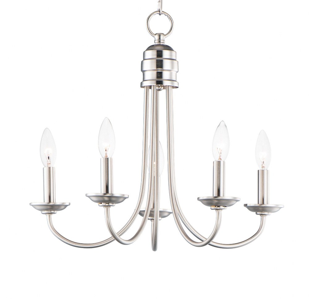 Maxim Lighting-10345SN-Logan-5 Light Candle Chandelier in Modern style-21 Inches wide by 19.5 inches high Satin Nickel  Satin Nickel Finish