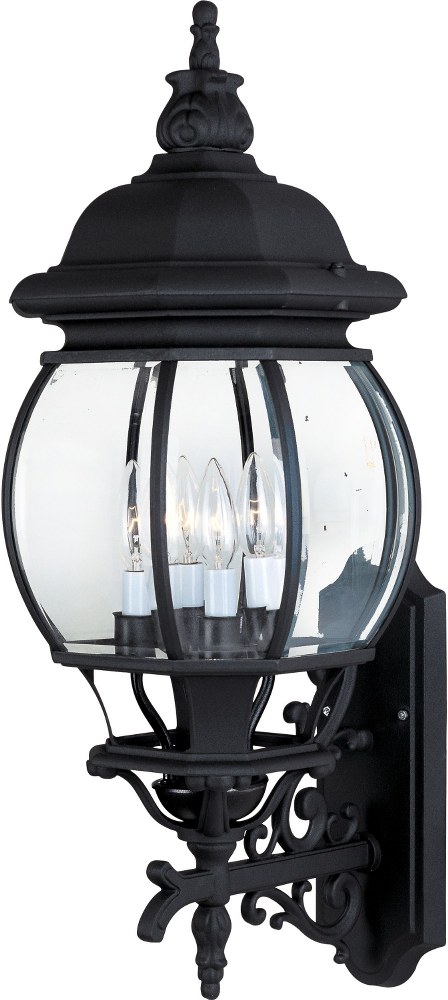 Maxim Lighting-1037BK-Crown Hill-4 Light Outdoor Wall Lantern in Early American style-11 Inches wide by 28.5 inches high   Crown Hill-4 Light Outdoor Wall Lantern in Early American style-11 Inches wid