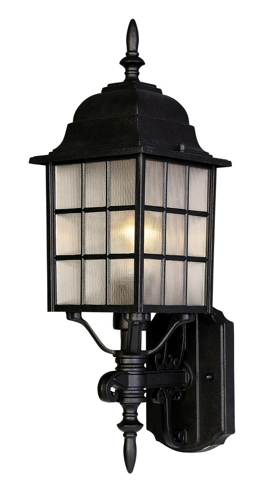 Maxim Lighting-1050BK-North Church-1 Light Outdoor Wall Lantern in Lodge style-6 Inches wide by 19.75 inches high Black  Black Finish with Frosted Glass