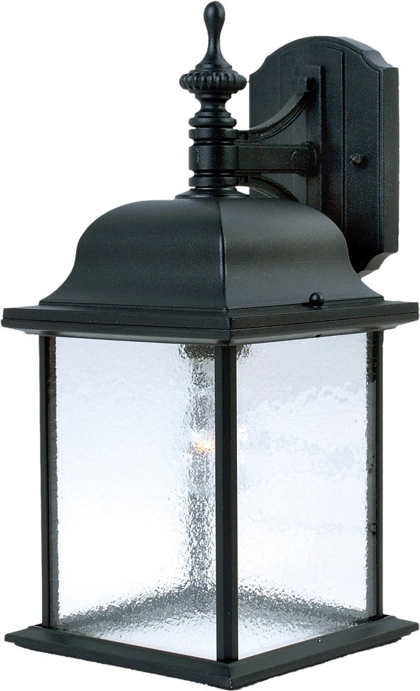 Maxim Lighting-1056BK-Senator-1 Light Outdoor Wall Lantern in Mediterranean style-7 Inches wide by 22.5 inches high Black  Black Finish with Seedy Glass