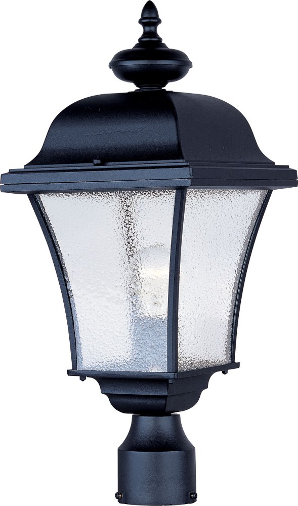 Maxim Lighting-1065BK-Senator-1 Light Outdoor Pole/Post Mount in Mediterranean style-9 Inches wide by 20 inches high   Black Finish with Seedy Glass