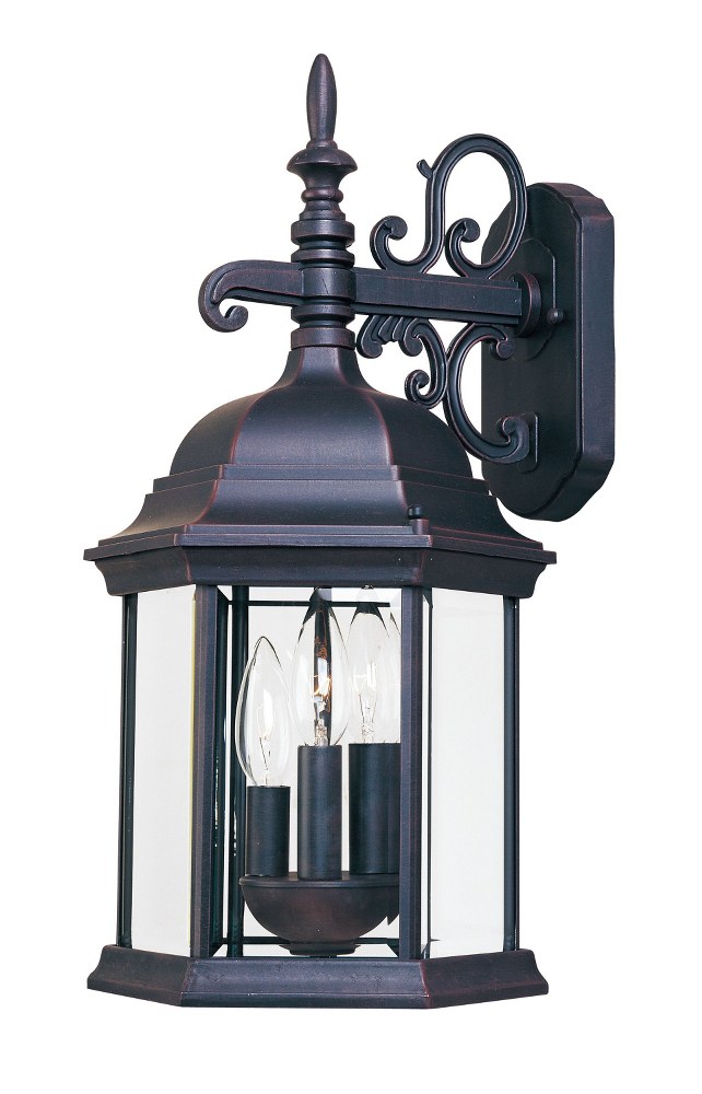 Maxim Lighting-1073CLEB-Cast-3 Light Outdoor Wall Lantern in Early American style-9.5 Inches wide by 25 inches high   Cast-3 Light Outdoor Wall Lantern in Early American style-9.5 Inches wide by 25 in