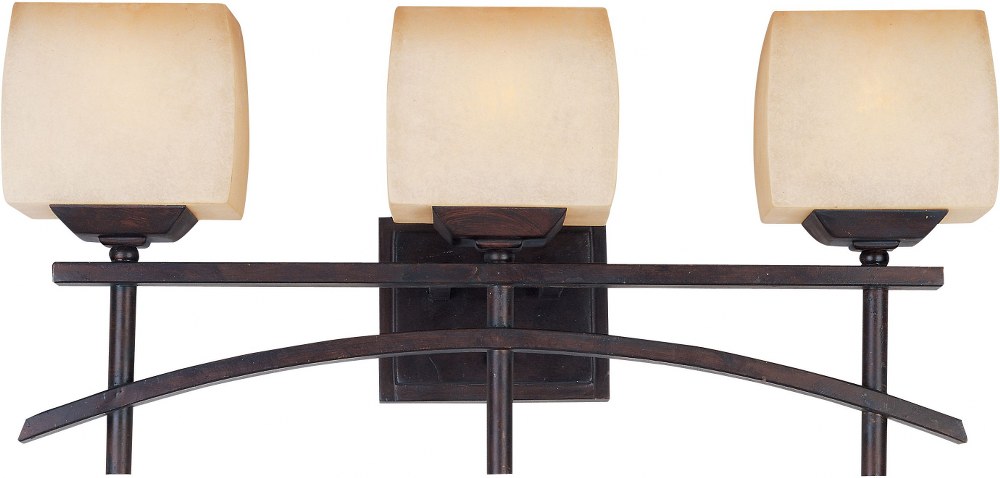 Maxim Lighting-10993WSRC-Asiana-3 Light Bath Vanity in Far East style-23.5 Inches wide by 11.5 inches high   Roasted Chestnut Finish with Wilshire Glass