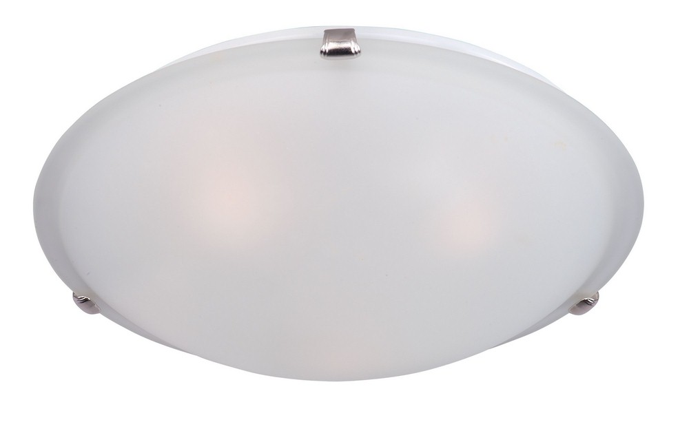 Maxim Lighting-11060FTSN-Malaga-4 Light Flush Mount in Transitional style-20 Inches wide by 6 inches high Satin Nickel Frosted White Finish with Marble Glass