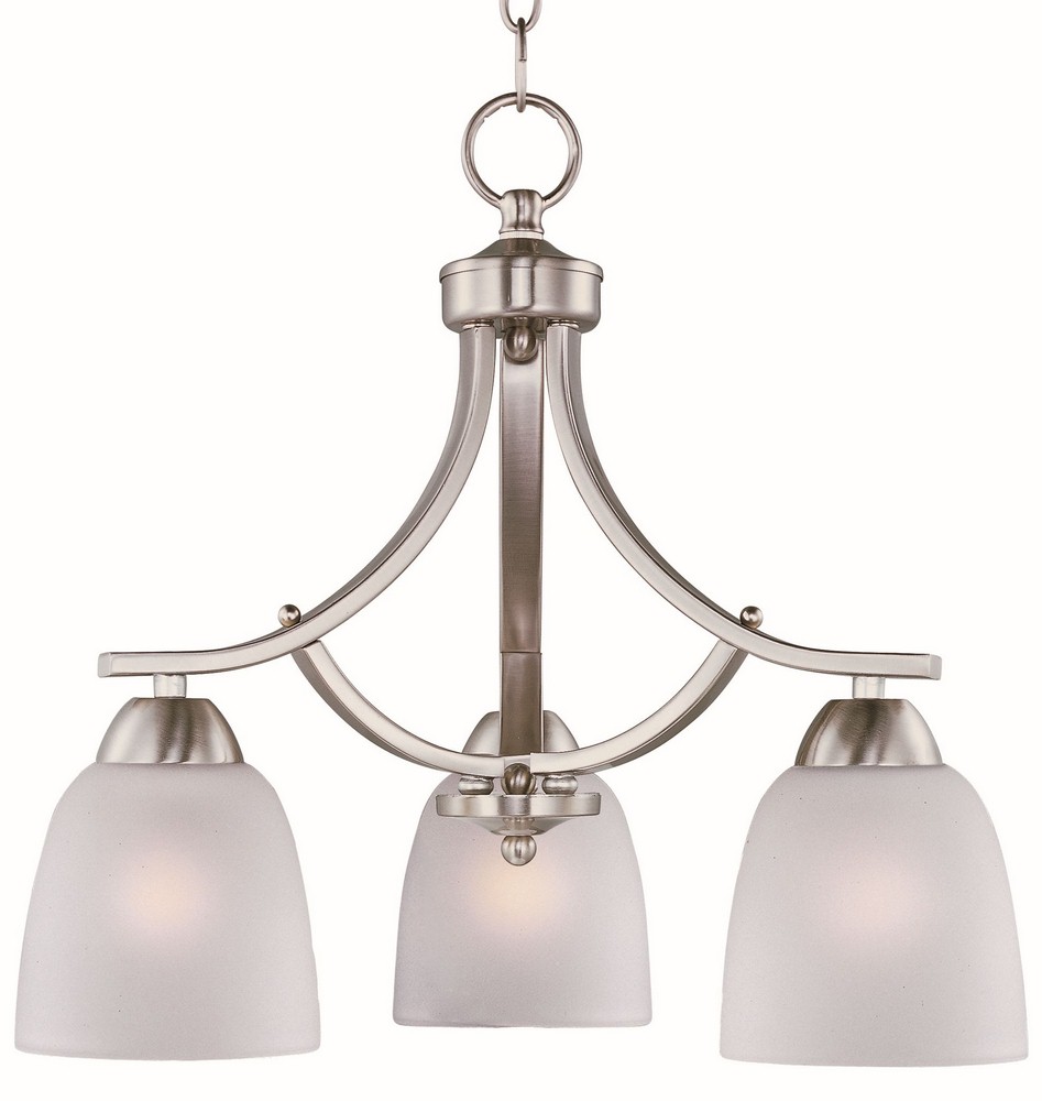 Maxim Lighting-11223FTSN-Axis-Three Light Chandelier in Transitional style-18 Inches wide by 16.25 inches high   Satin Nickel Finish with Frosted Glass
