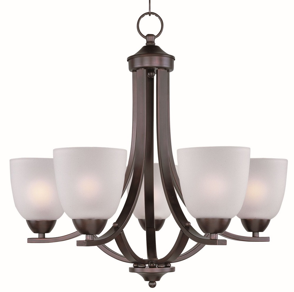 Maxim Lighting-11225FTOI-Axis-Five Light Chandelier in Transitional style-24 Inches wide by 20.5 inches high   Oil Rubbed Bronze Finish with Frosted Glass