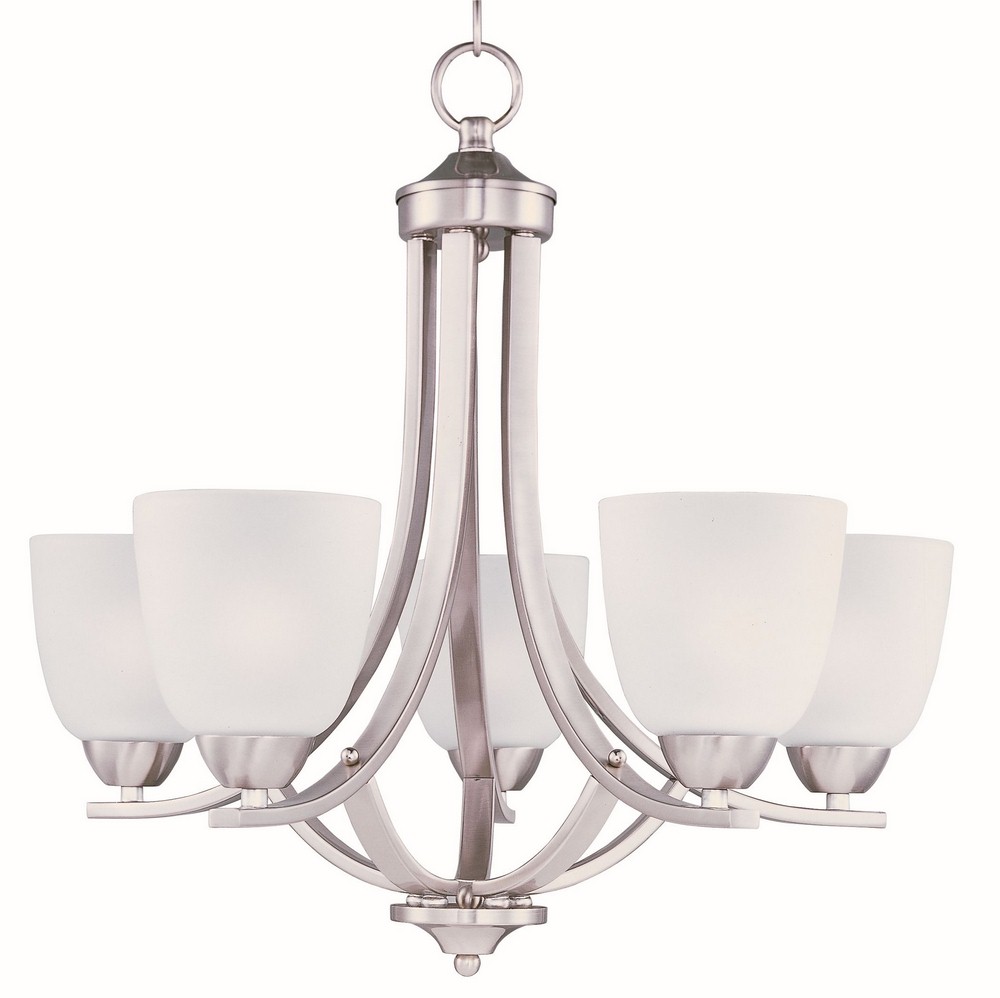 Maxim Lighting-11225FTSN-Axis-Five Light Chandelier in Transitional style-24 Inches wide by 20.5 inches high   Satin Nickel Finish with Frosted Glass