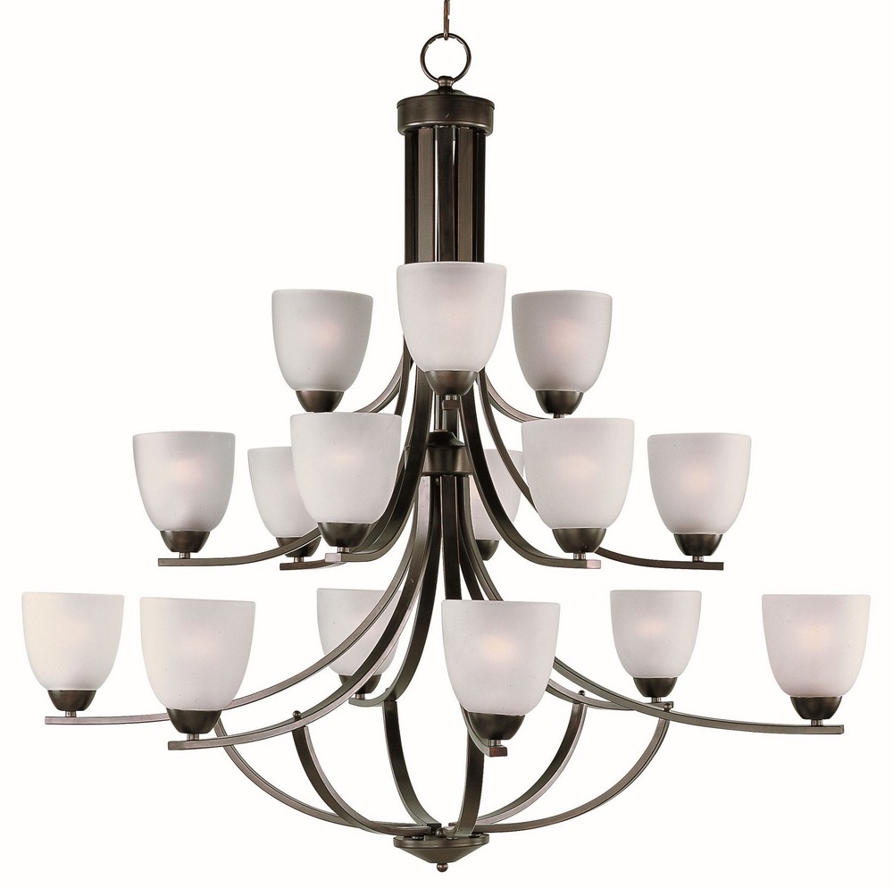 Maxim Lighting-11228FTOI-Axis-Fifteen Light 3-Tier Chandelier in Transitional style-43 Inches wide by 40.25 inches high   Oil Rubbed Bronze Finish with Frosted Glass