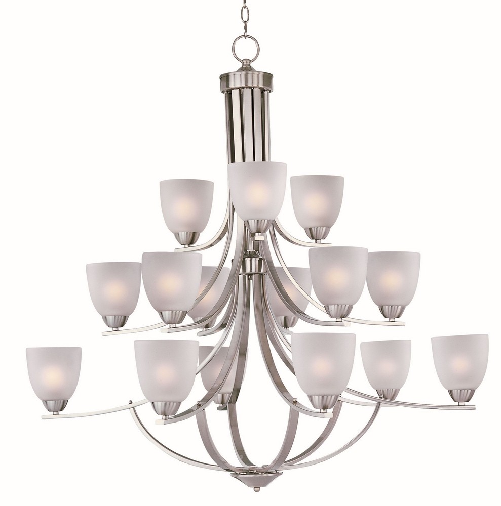 Maxim Lighting-11228FTSN-Axis-Fifteen Light 3-Tier Chandelier in Transitional style-43 Inches wide by 40.25 inches high   Satin Nickel Finish with Frosted Glass