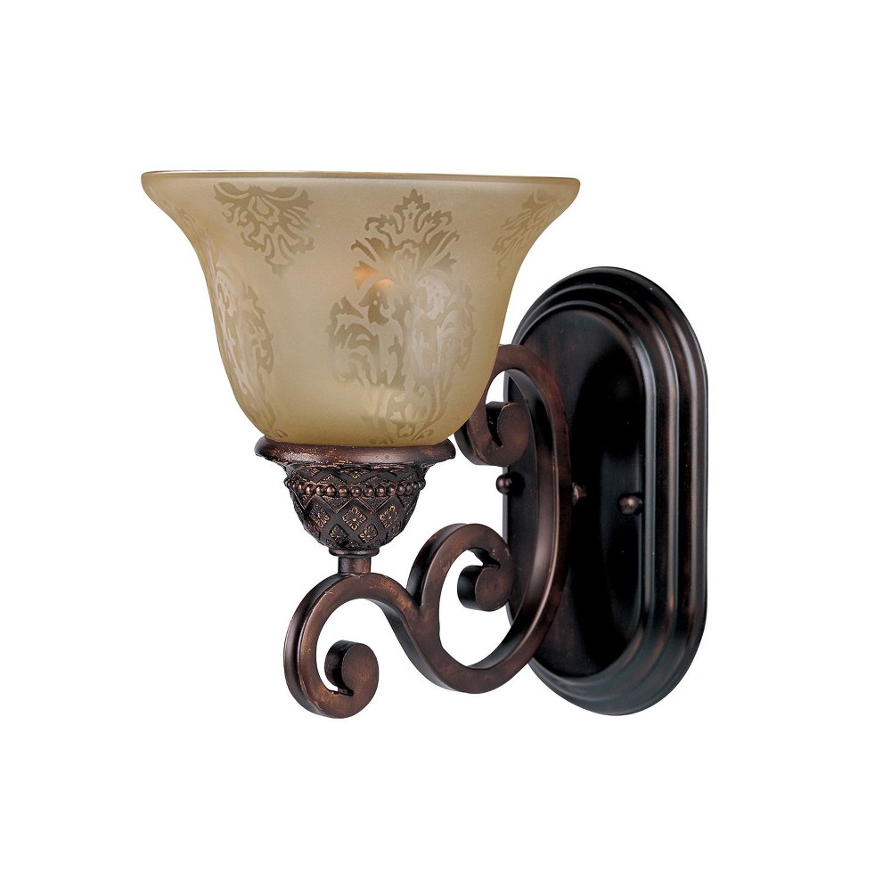 Maxim Lighting-11230SAOI-Symphony-1 Light Wall Sconce in Mediterranean style-7 Inches wide by 9.5 inches high   Oil Rubbed Bronze Finish with Screen Amber Glass