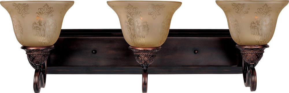 Maxim Lighting-11232SAOI-Symphony-3 Light Bath Vanity in Mediterranean style-26 Inches wide by 8.5 inches high   Oil Rubbed Bronze Finish with Screen Amber Glass