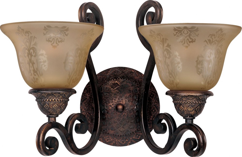 Maxim Lighting-11247SAOI-Symphony - 2 Light Wall Sconce   Oil Rubbed Bronze Finish with Screen Amber Glass