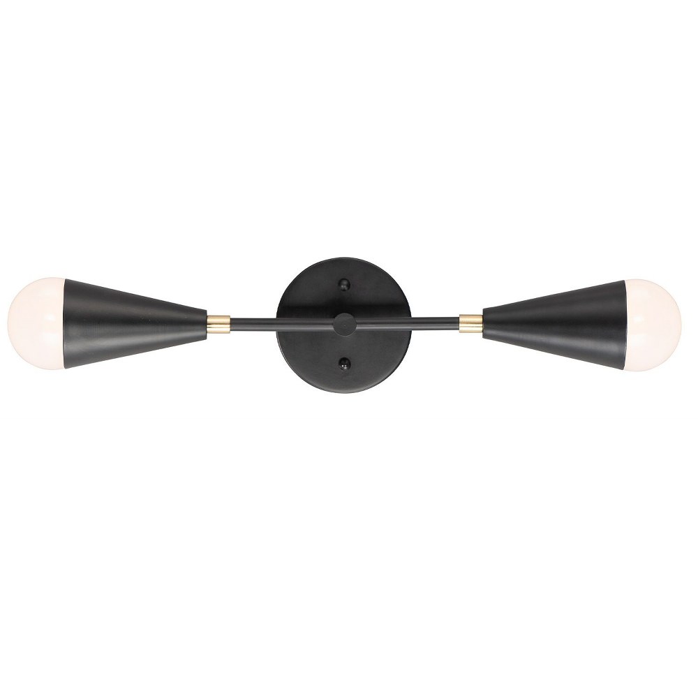 Maxim Lighting-11262BKSBR/BUL-Lovell - 2 Light Wall Sconce Black/Satin Brass LED E26 Medium Base LED