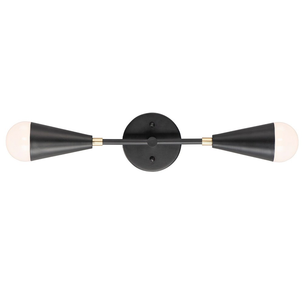 Maxim Lighting-11262BKSBR-Lovell - 2 Light Wall Sconce Black/Satin Brass Incandescent E26 Medium Base LED