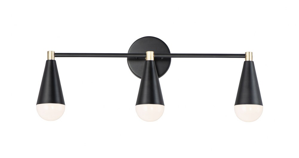 Maxim Lighting-11263BKSBR/BUL-Lovell - 3 Light Bath Vanity Black/Satin Brass LED E26 Medium Base LED