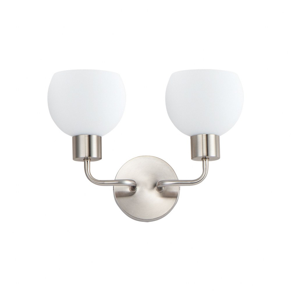 Maxim Lighting-11272SWSN-Coraline-2 Light Wall Sconce-14.5 Inches wide by 10.5 inches high   Satin Nickel Finish with Satin White Glass