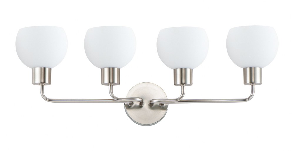 Maxim Lighting-11274SWSN-Coraline-4 Light Bath Vanity-29.5 Inches wide by 10.5 inches high   Satin Nickel Finish with Satin White Glass