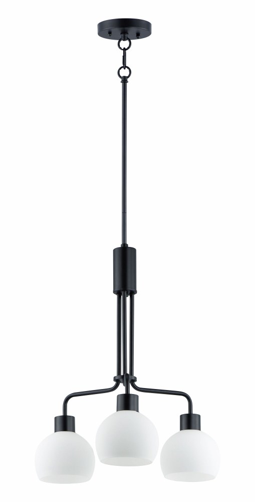 Maxim Lighting-11276SWBK-Coraline-3 Light Chandelier-21 Inches wide by 23 inches high   Black Finish with Satin White Glass