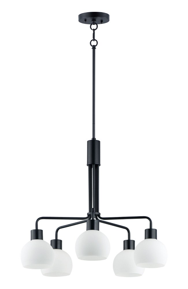 Maxim Lighting-11277SWBK-Coraline-5 Light Chandelier-26.75 Inches wide by 23 inches high Black  Bronze Rupert Finish with Satin White Glass